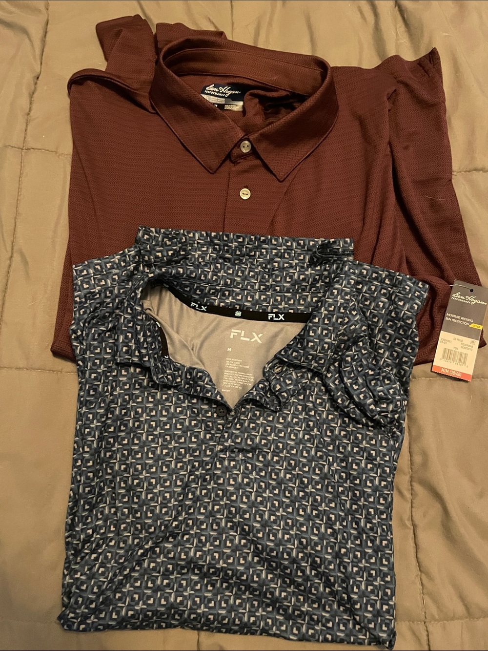 Ben Hogan Men's Purple  Polo and FLX Blue Geometric Polo size medium